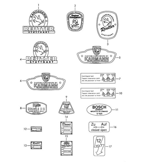 Diagram 002-000 Porsche 997 (911) MK1 2005-2008 Accessori e altri
