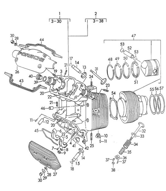 Diagram 103-012 Porsche 911 1975-1977 3.0L 涡轮增压（930） 引擎