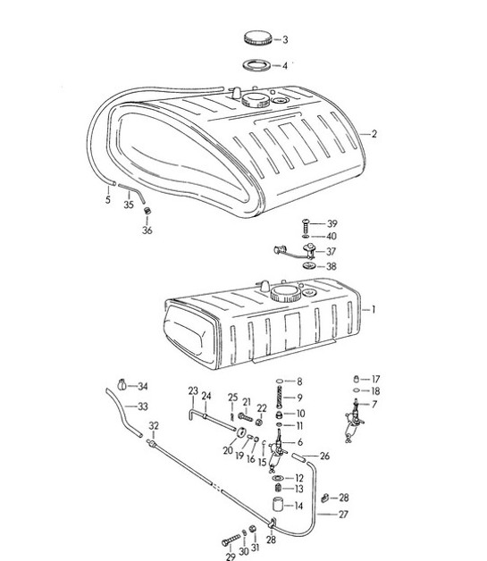 Diagram 201-000 Porsche 996 C4 3.4L 1997-08/01 燃油系统、排气系统