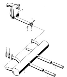 Exhaust system (F >> 101 692 / F >> 150 000 / F >> 83 791) 356, 356A COUPE / CABRIO / SPEEDSTER 1950-1959