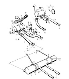Exhaust system - M 90 501 >> 91 000 - (Model: CARRERA, 1500 GS/GT)  356, 356A 1950-1959