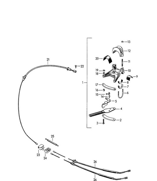 Diagram 701-005 Porsche Cayenne Turbo / Turbo S 4.8L 2007>> Hand Lever System, Pedal Cluster 