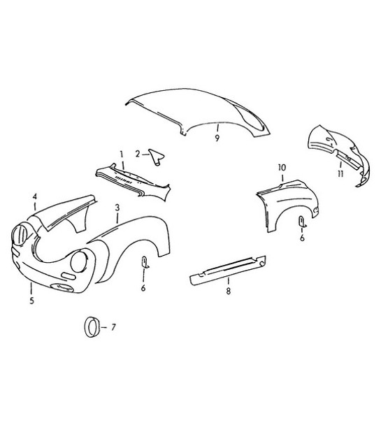 Diagram 802-000 Porsche 356 (1950-1965) Carrosserie