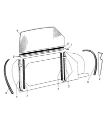 车门窗玻璃 (型号：CABRIO) 356 / 356A 1950-1959