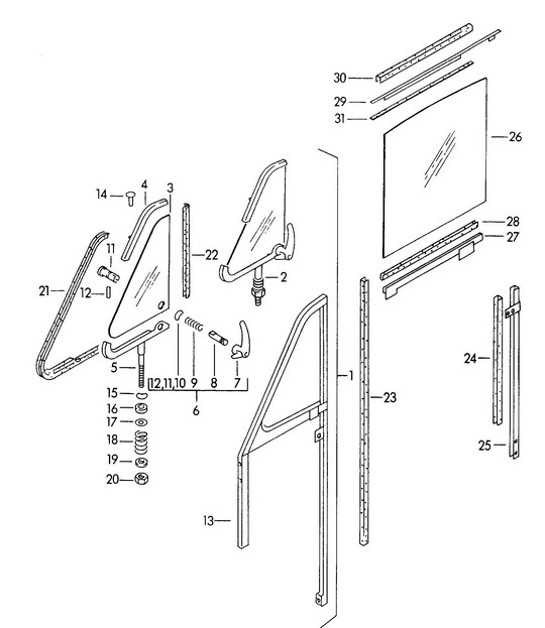 Diagram 805-020 Porsche 911 1978-1989 3.3L 涡轮增压（930）  车身