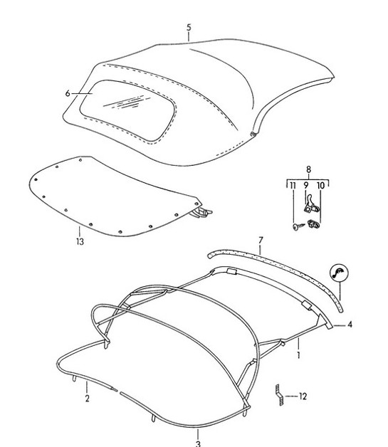 Diagram 811-015 Porsche Cayman S 3.4L 987C 2005-08 Carrocería