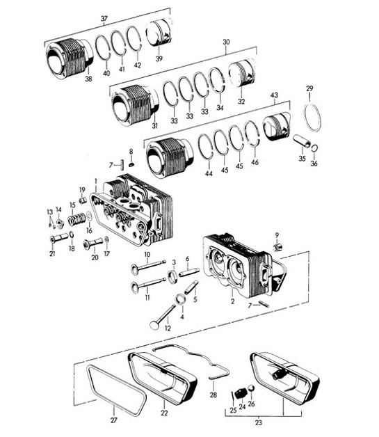 Diagram 103-000 Porsche 996 C4S 3.6L 09/01-2005 Motor