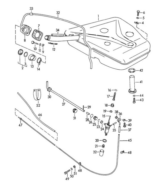 Diagram 201-005 Porsche 356（1950-1965） 燃油系统、排气系统