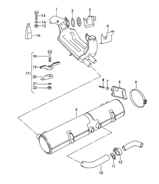 Diagram 202-002 Porsche Panamera Turbo S V8 4.8L Sistema de combustible, sistema de escape