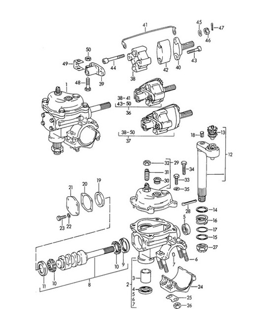 Diagram 403-010 Porsche 卡宴 Turbo 4.5L 2003>> 前轴、转向 