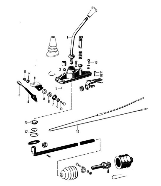 Diagram 701-005 Porsche Cayenne 9PA1 (957) 2007-2010 Hand Lever System, Pedal Cluster