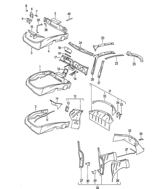 Diagram 801-015 Porsche 356 (1950-1965) Carrosserie