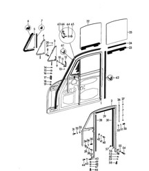 Door glass frame /  Side window / Door window glass (Model: COUPE -REUTTER- CARRERA GT) 356B / 356C 