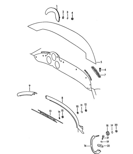 Diagram 809-005 Porsche 968 (1992-1995) Carrosserie