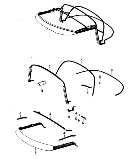 Diagram 811-025 Porsche 356 (1950-1965) Carrosserie