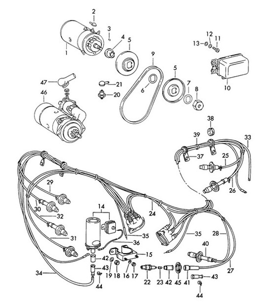 Diagram 901-003 Porsche 356 (1950-1965) Equipo eléctrico