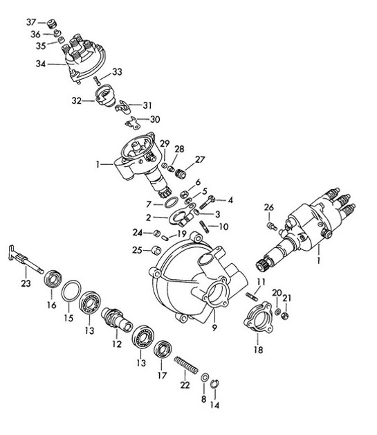 Diagram 901-004 Porsche Cayman 987C/981C (2005-2016) Electrical equipment