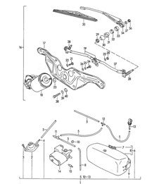 Windscreen washer system / Windscreen wiper system 356 B-T6 / 356 C 1960-65
