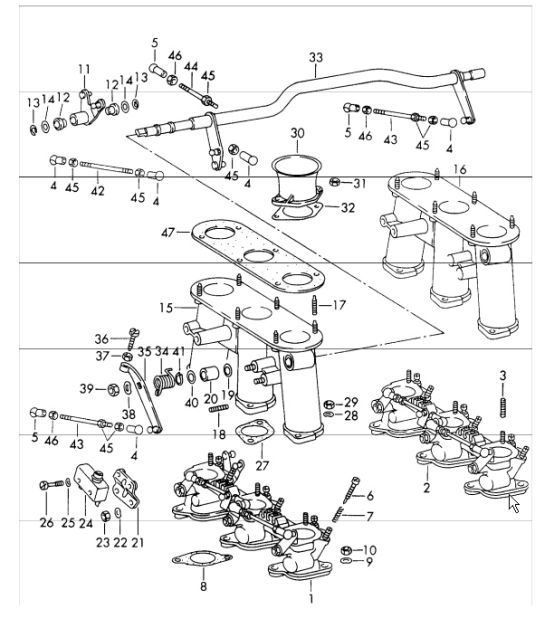 Diagram 107-25 Porsche 356C 1963-65 引擎