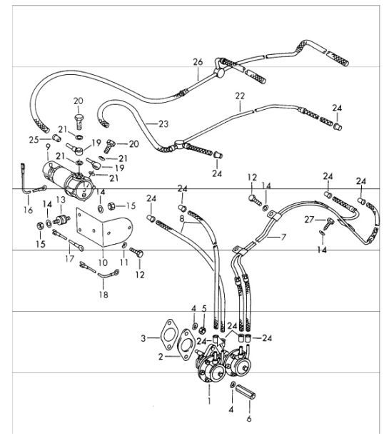 Diagram 201-02 Porsche Cayenne S 4.5L V8 2003>> Fuel System, Exhaust System