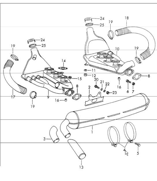 Diagram 202-10 Porsche Cayenne MK3 (958) 2010-2017 Système de carburant, système d'échappement
