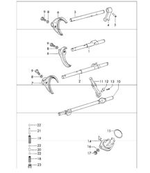 shift rod,s shift forks 4-speed and 5-speed transmission 911 1965-69