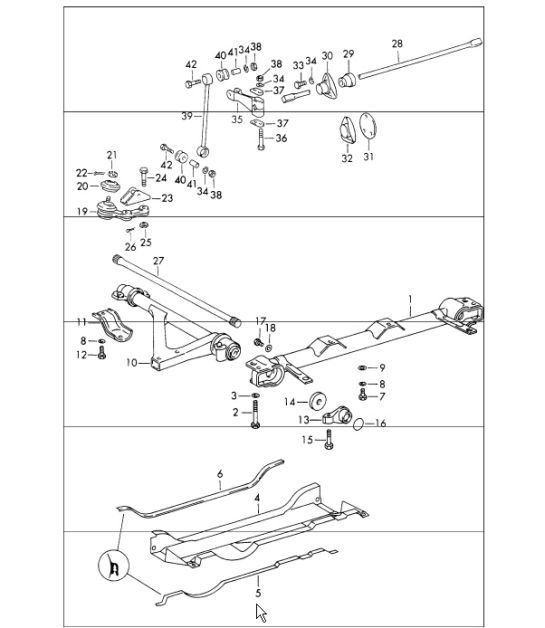Diagram 401-05 Porsche Cayenne Turbo / Turbo S 4.8L 2007>> Eje delantero, dirección 