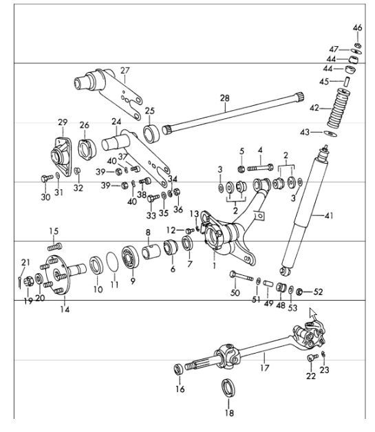 Diagram 501-00 Porsche 911/912 (1965-1989) Essieu arrière