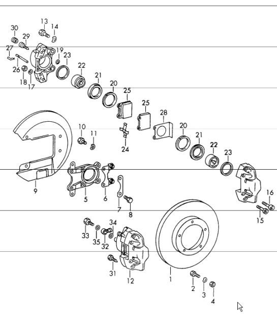 Diagram 602-00 Porsche Cayenne Turbo V8 4.8L Gasolina 500 CV Ruedas, Frenos
