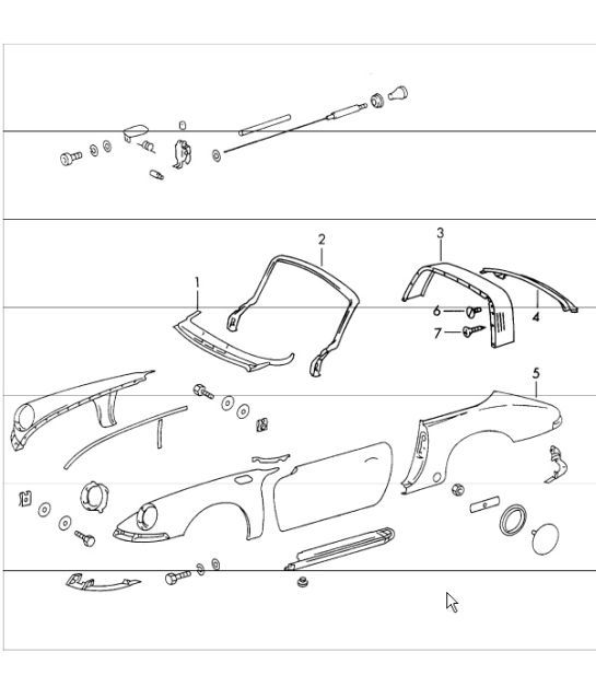 Diagram 801-35 Porsche 993 (911) (1994-1998) Carrosserie