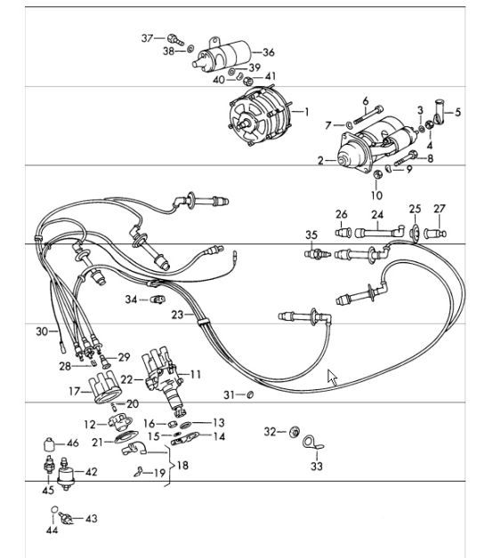 Diagram 901-00 Porsche 996 GT3 MKII 2003>> Materiale elettrico