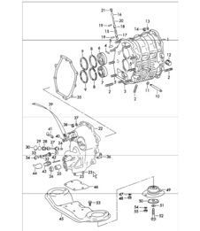 Gear housing complete, transmission case front and transmission suspension for 911 1972 ONWARDS