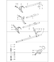 Shift rods, shift forks 4-speed and 5-speed transmission 911 UPTO 1971