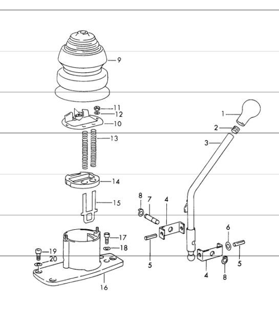 Diagram 701-05 Porsche Cayenne MK3 (958) 2010-2017 Sistema de palanca manual, conjunto de pedales 