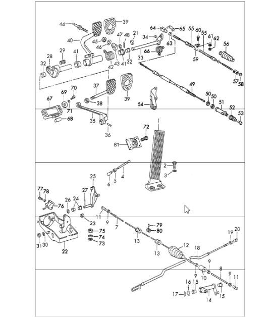 Diagram 702-00 Porsche Cayman 718 (982) 2017>> Sistema de palanca manual, conjunto de pedales 