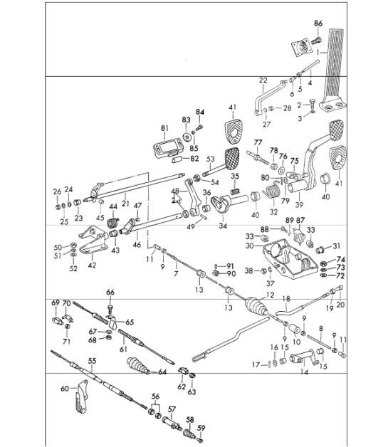 Diagram 702-05 Porsche Cayman 2.9L 987C MKII 2009-12 Sistema de palanca manual, conjunto de pedales 