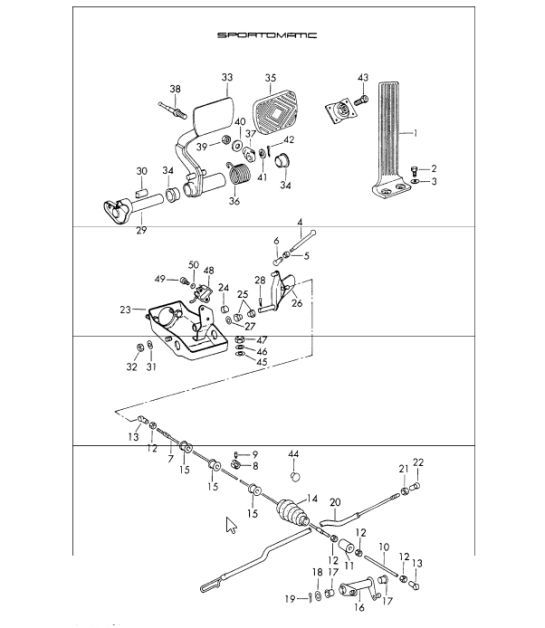 Diagram 702-10 Porsche 卡宴 S V6 3.0L 混合动力 380HP 手柄系统、踏板组 