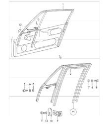 Door glass frame 911 1970-73 COUPE