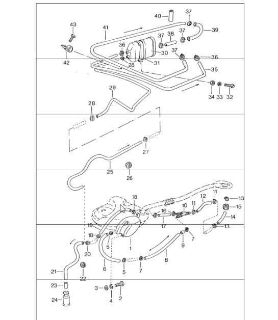 Diagram 201-30 Porsche 997 (911) MK1 2005-2008 Fuel System, Exhaust System