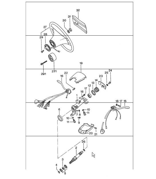 Diagram 403-05 Porsche 997 (911) MK1 2005-2008 Essieu avant, Direction 