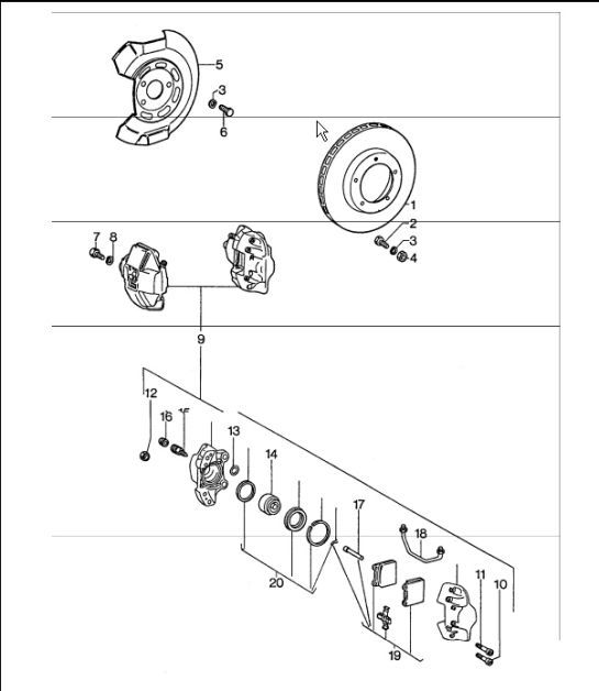 Diagram 602-00 Porsche 997 GT2 2007年>> 车轮、制动器