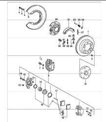 Freno a disco posteriore, freno a mano 911 1974-77