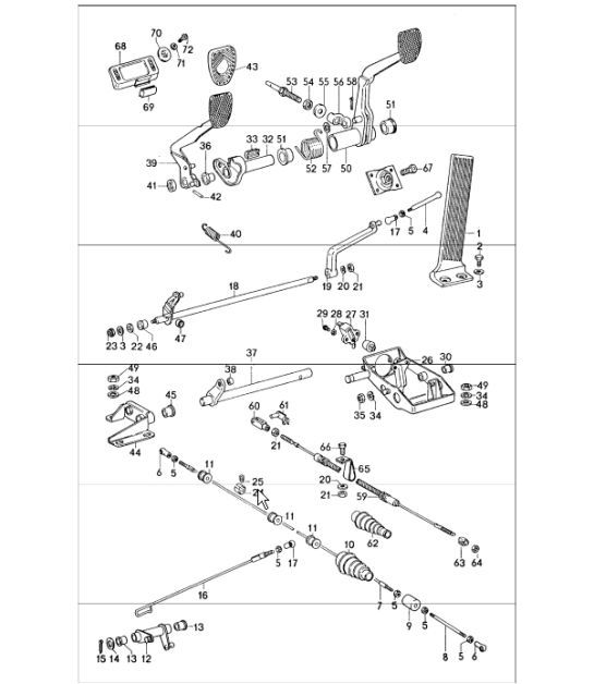 Diagram 702-05 Porsche Cayenne S 4.5L V8 2003>> Sistema a leva manuale, gruppo pedali 