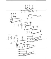 Window glazing lateral 911 1974-77 COUPE