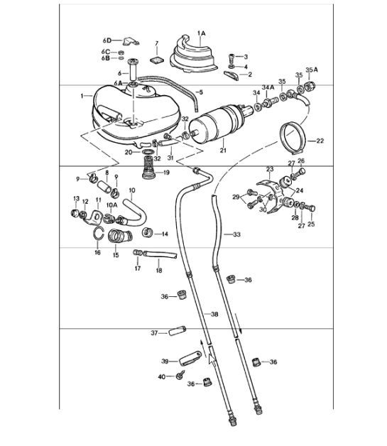 Diagram 201-00 Porsche Cayman 987C/981C (2005-2016) Sistema de combustible, sistema de escape