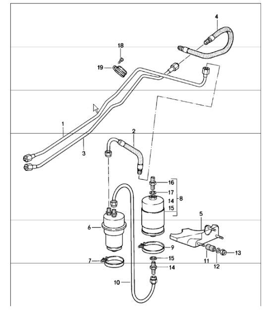 Diagram 201-05 Porsche 997 GT3 2007>> Système de carburant, système d'échappement