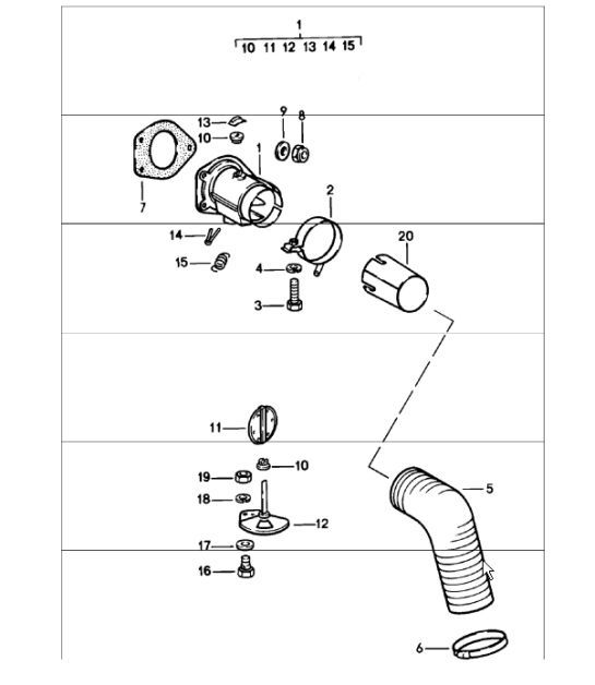 Diagram 202-20 Porsche Cayenne S V8 4.2L Diésel 382 CV Sistema de combustible, sistema de escape