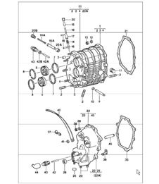 gear housing, transmission cover 1978-83