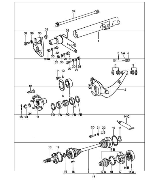Diagram 501-00 Porsche 996 C4 3.4L 1997-08/01 Asse posteriore