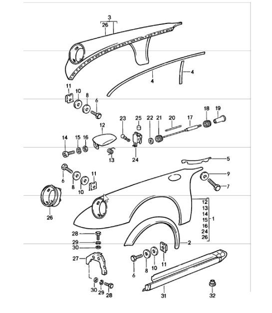 Diagram 801-30 Porsche Boxster 986/987/981 (1997-2016) Carrosserie